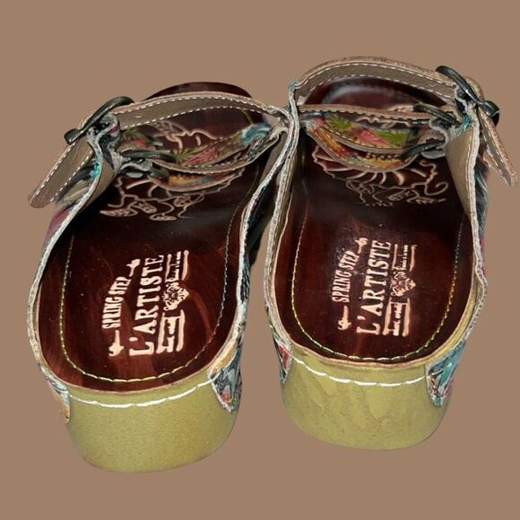 L'Artiste Spring Step Dandi Hand Painted Tooled Leather Sandals EU 36 5.5/6 - Picture 5 of 6
